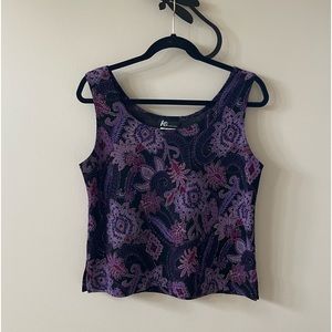 KS Collection Women’s Sleeveless Top Size 10, Purple, Black & Pink. Floral